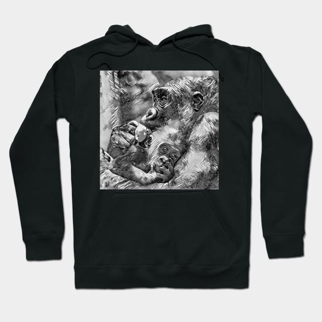 AnimalArtBW Gorilla 001 Hoodie by JAMFoto